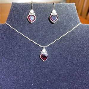 Silpada S.S. and Garnet necklace and earring set